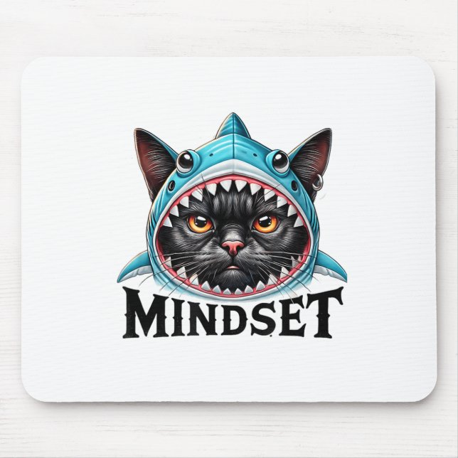 Mousepad Funny Cat, Mindset Motivational Saying, Shark  (Frente)