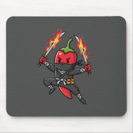 Mousepad Funny Chili Pepper Fire Ninja Samurai Illustration