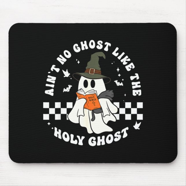 Mousepad Funny Christian Ghost With Bible Retro Catholic Cu (Frente)