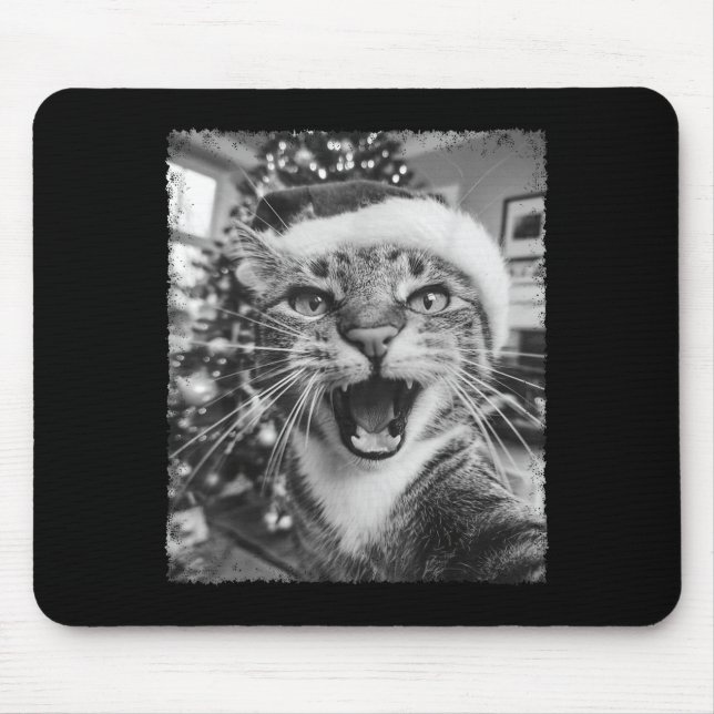 Mousepad Funny Christmas Cat Selfie  (Frente)