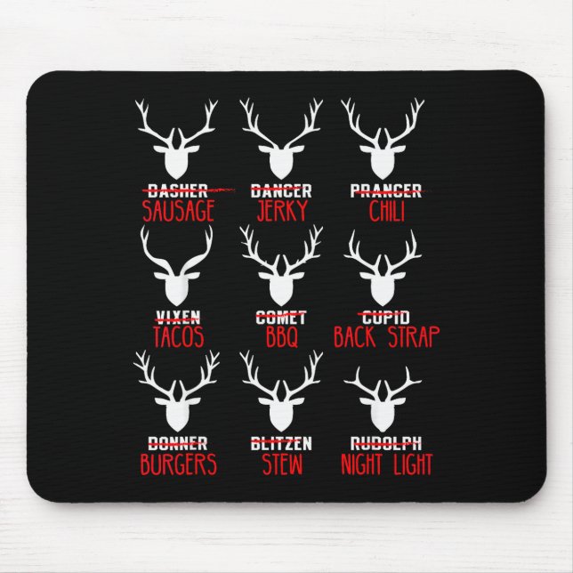 Mousepad Funny Christmas Deer Hunters All Of Santa's Reinde (Frente)