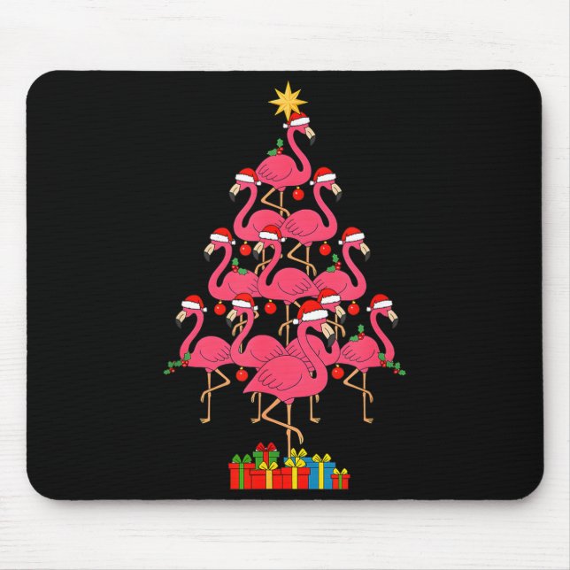 Mousepad Funny Christmas Nk Flamingo Tree Holiday Bird Love (Frente)