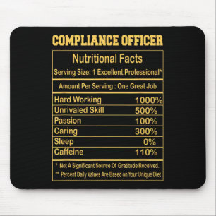 Mousepad Funny Compliance Officer Nutritional Facts Motivat
