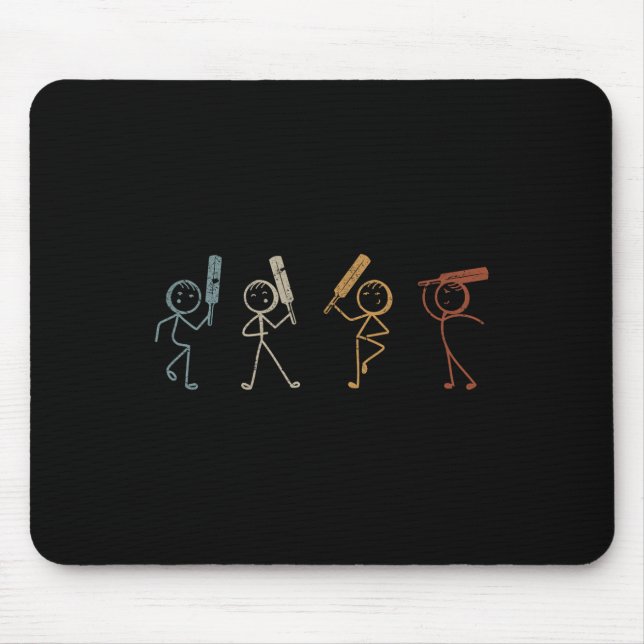 Mousepad Funny Cricket Stick Figure Funny Cricketer Cricket (Frente)
