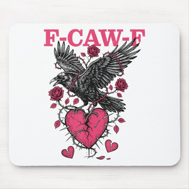 Mousepad Funny Crow F-caw-f Valentines Day Black Bird Fcawf (Frente)