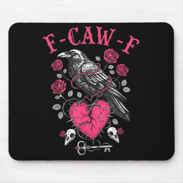 Mousepad Funny Crow F-caw-f Valentines Day Black Bird Fcawf (Frente)