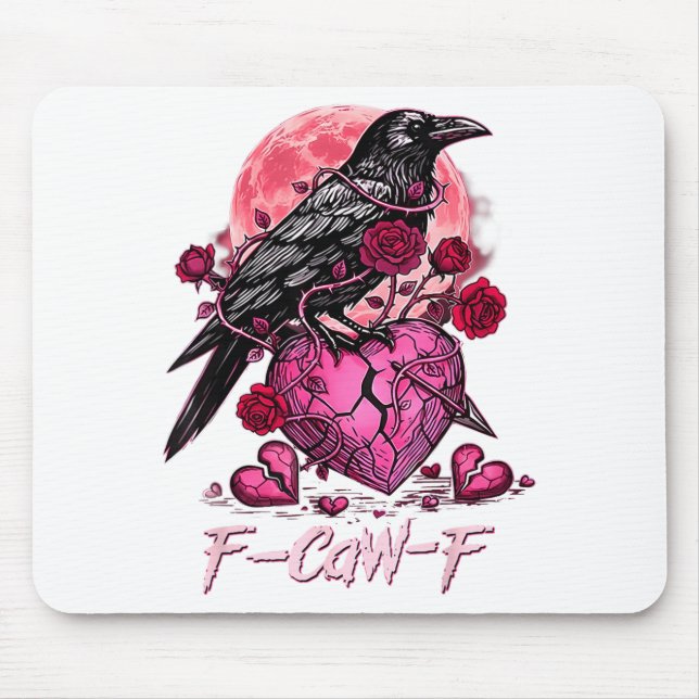 Mousepad Funny Crow F-caw-f Valentines Day Black Bird Fcawf (Frente)