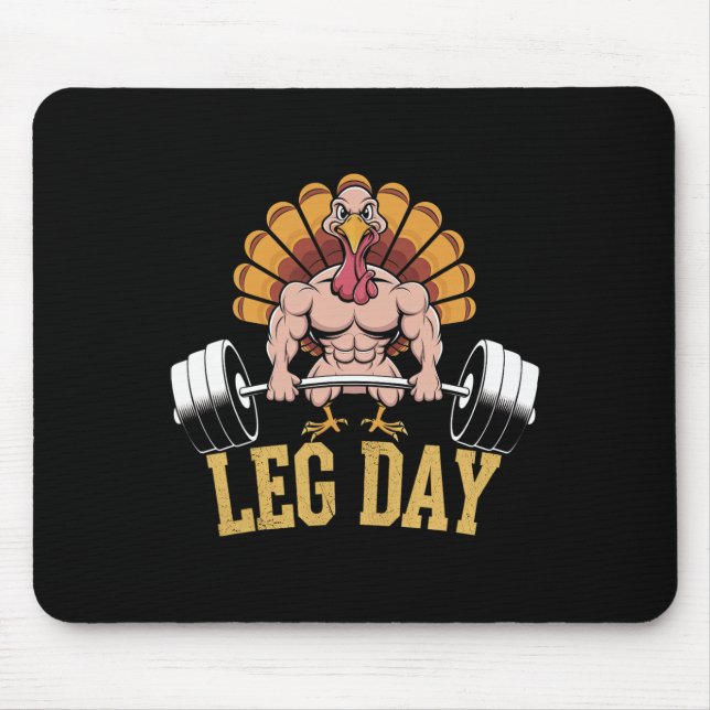 Mousepad Funny Deadlifting Turkey Thanksgiving Leg Day Dead (Frente)