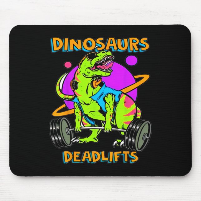 Mousepad Funny Dinosaurs And Deadlifts Weightlifting Bodybu (Frente)
