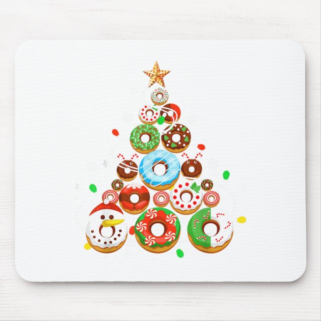 Mousepad Funny Donuts Christmas Tree Lights Xmas Pjs Boys K (Frente)