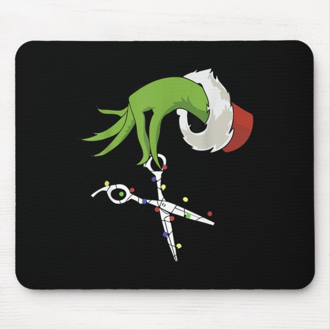 Mousepad Funny Elf Hands Hair Stylist Hairdresser Scissor B (Frente)