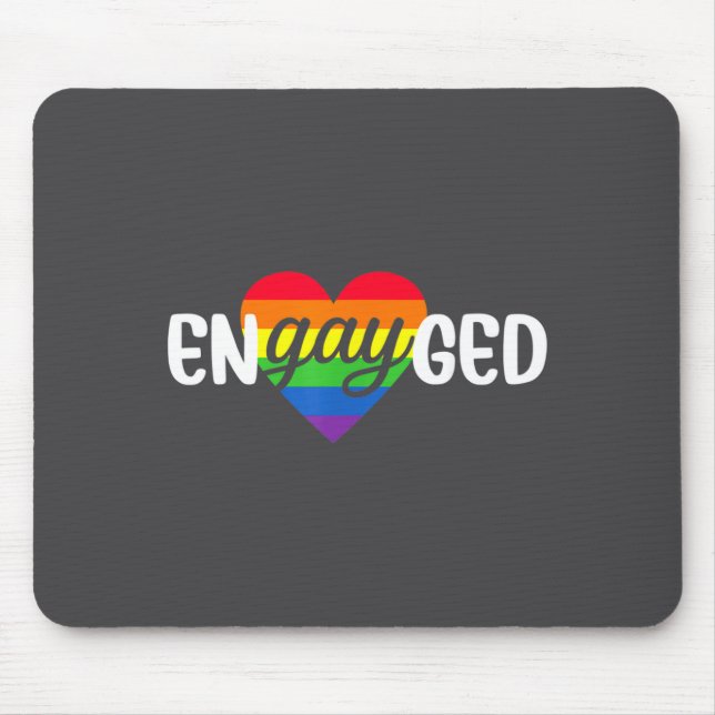 Mousepad Funny Engayged Gay Couple Engagement Party Rainbow (Frente)