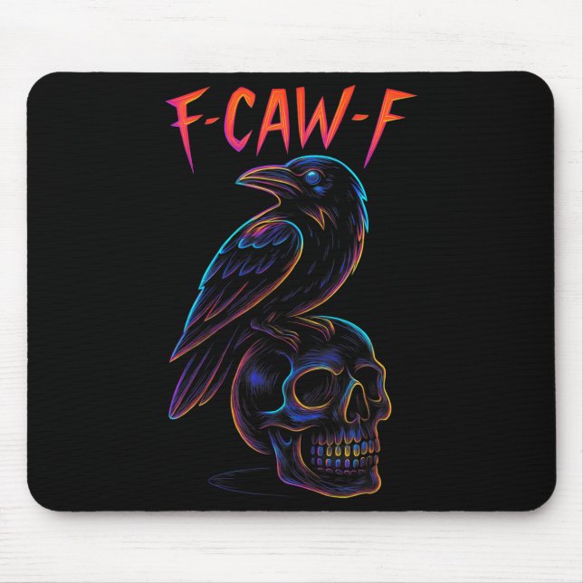 Mousepad Funny F Caw F Raven Skull Gótica Halloween (Frente)