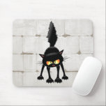 Mousepad Funny Fierce Black Cat Cartoon<br><div class="desc">Funny Fierce Black Cat Cartoon Character looking menacing. Original Vector Art Design © BluedarkArt TheChameleonArt.</div>