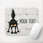 Mousepad Funny Fierce Black Cat Cartoon<br><div class="desc">Funny Fierce Black Cat Cartoon Character looking menacing. Original Vector Art Design © BluedarkArt TheChameleonArt.</div>