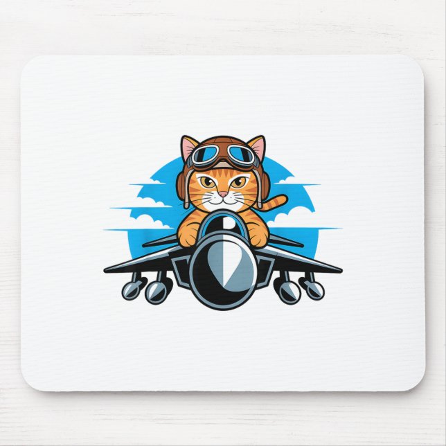 Mousepad Funny Fighter Jet Cat Lot Aviation Humor For Cat L (Frente)