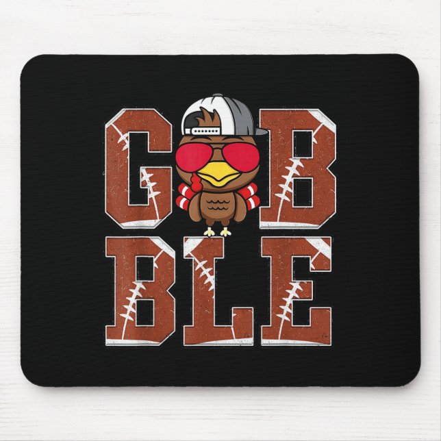 Mousepad Funny Football Gobble Turkey Thanksgiving Boys Kid (Frente)