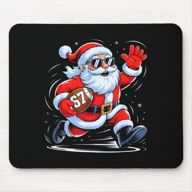 Mousepad Funny Football Santa 67 Christmas Xmas Holiday Boy (Frente)