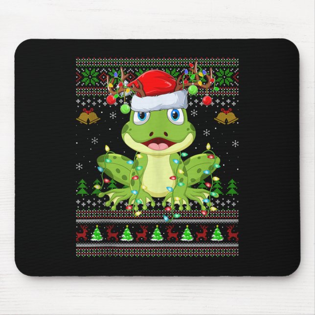 Mousepad Funny Frog Ugly Christmas Sweaters Holiday Santa C (Frente)