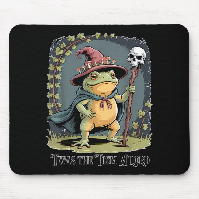 Mousepad Funny Frog Wizard twas The tism M'lord Fantasy Art (Frente)