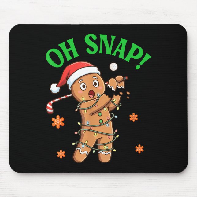 Mousepad Funny Gingerbread Golf Christmas Cookie Oh Snap Sa (Frente)