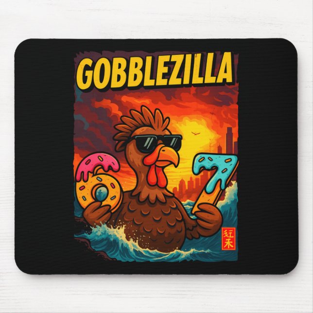 Mousepad Funny Gobblezilla Meme Thanksgiving And 6-7 Christ (Frente)