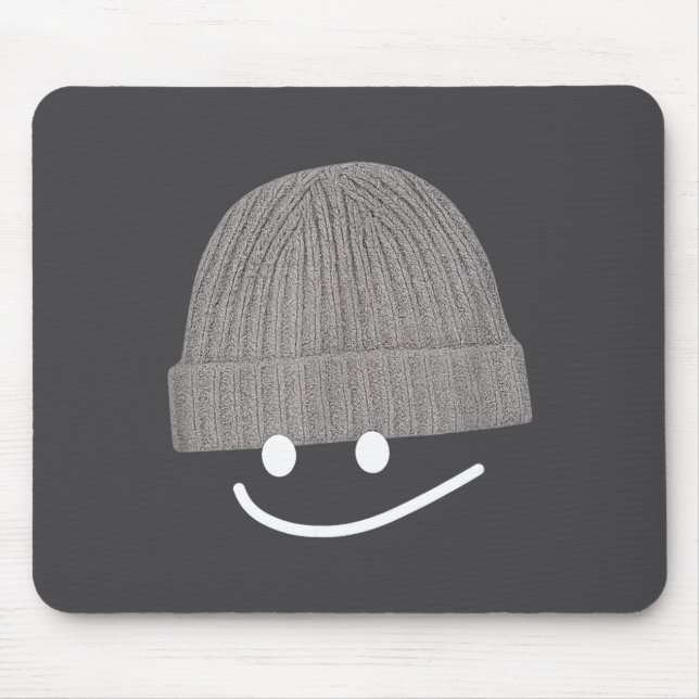 Mousepad Funny Graphic Smile Face Men Women Cute Wool Hat W (Frente)