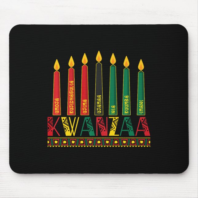 Mousepad Funny Happy Kwanzaa Kinara Princípios Velas Pan (Frente)