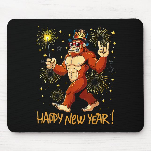 Mousepad Funny Happy New Year 2026 Bigfoot Lovers New Years (Frente)