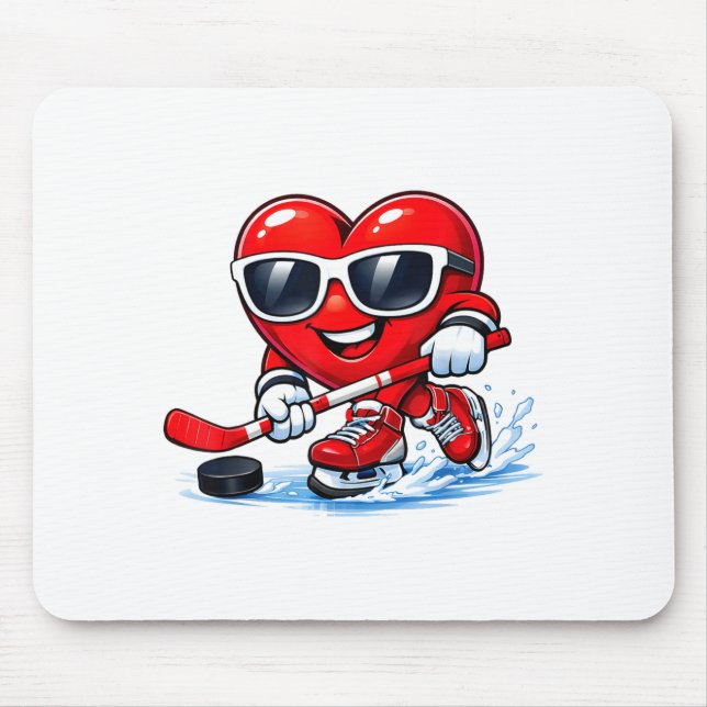 Mousepad Funny Heart Playing Hockey Apparel  (Frente)