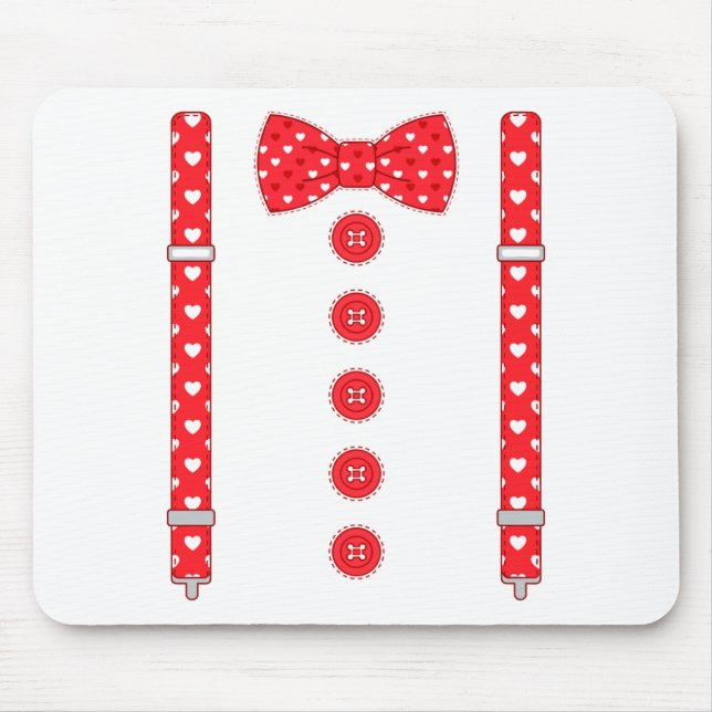 Mousepad Funny Hearts Bow Tie Suspenders Valentine's Day Co (Frente)