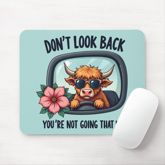Mousepad Funny Highland Cow Retro Western Motivation Art (Com mouse)