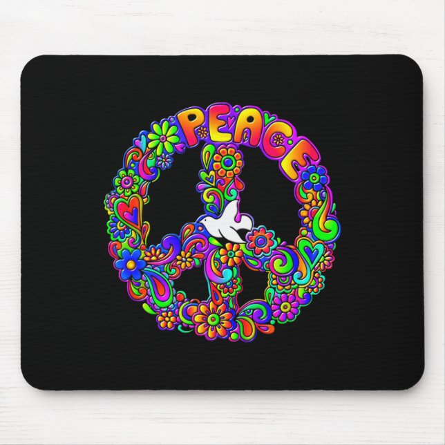 Mousepad Funny Hipe Flower Wer Peace Sign Tee  (Frente)