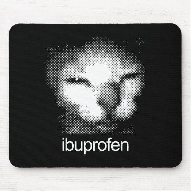 Mousepad Funny Ibuprofen Cat Meme Retro Ugly Cat Face Mens  (Frente)