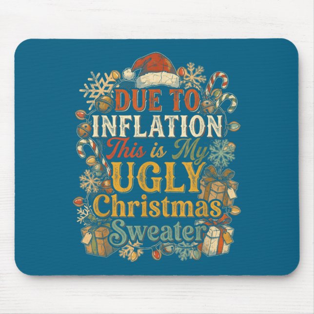 Mousepad Funny Inflation Ugly Christmas Sweater Retro Vinta (Frente)
