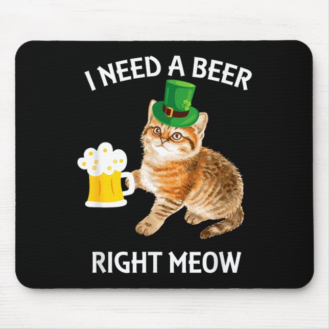 Mousepad Funny Irish Beer Cat St Patricks Day Drinking With (Frente)