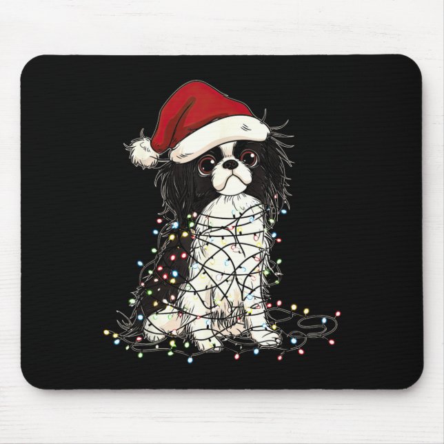 Mousepad Funny Japanese Chin Christmas Graphics Dog Lights  (Frente)