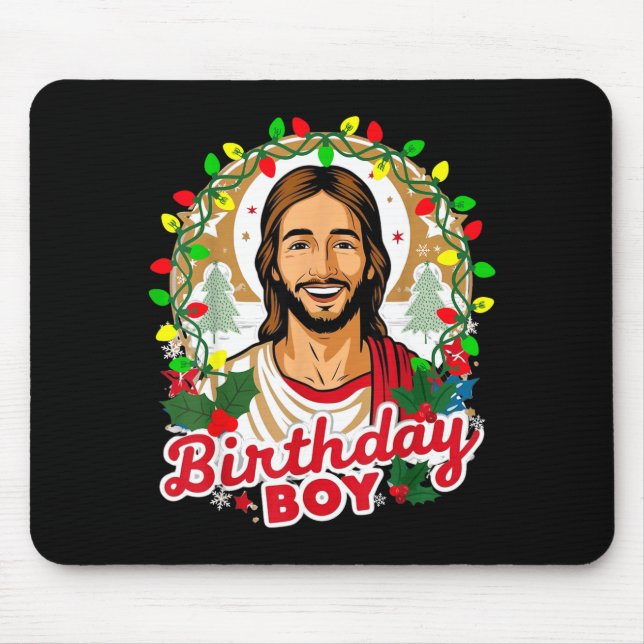 Mousepad Funny Jesus Birthday Boy Christmas Xmas Holiday Ug (Frente)