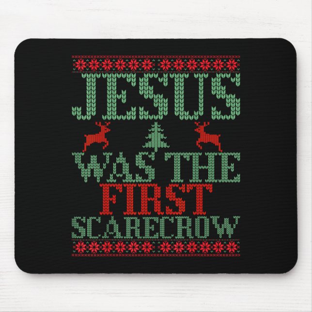 Mousepad Funny Jesus Was The First Ecrow Ugly Sweater Style (Frente)