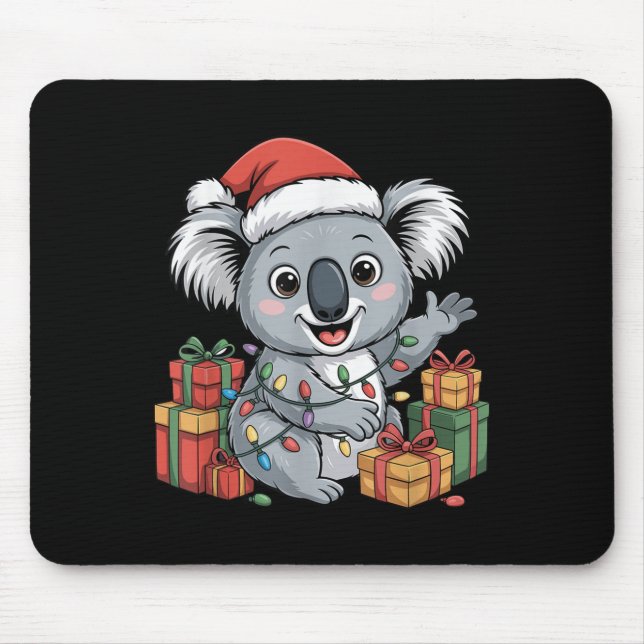 Mousepad Funny Koala Santa Hat Animais Amadurece Fúria Chri (Frente)