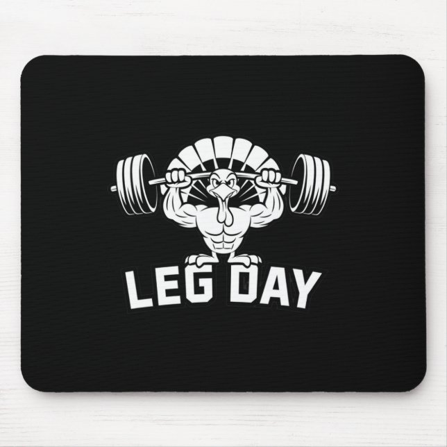 Mousepad Funny Leg Day Thanksgiving Turkey Deadlifting Dead (Frente)
