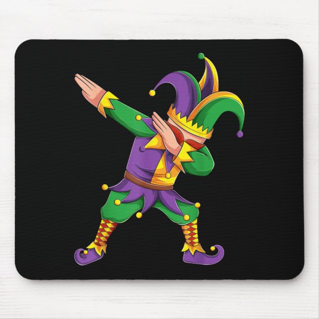 Mousepad Funny Mardi Gras Outfit Dabbing Jester New Orleans (Frente)