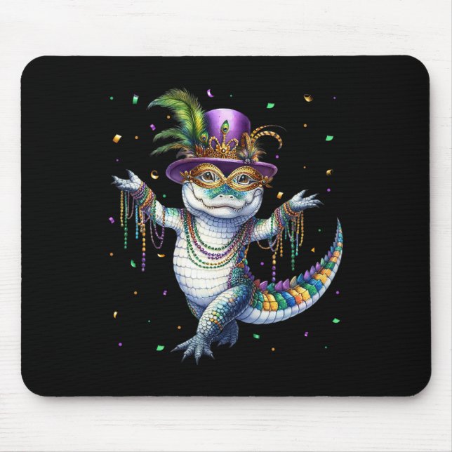 Mousepad Funny Mardigator Mardi Gras Alligator Carn (Frente)