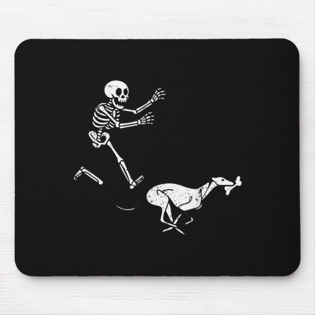 Mousepad Funny Meme Greyhound Running Skeleton Halloween  (Frente)