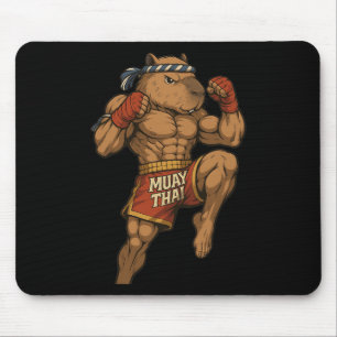 Mousepad Funny Muay Thai Capybara Thai Boxando Artes Marcia