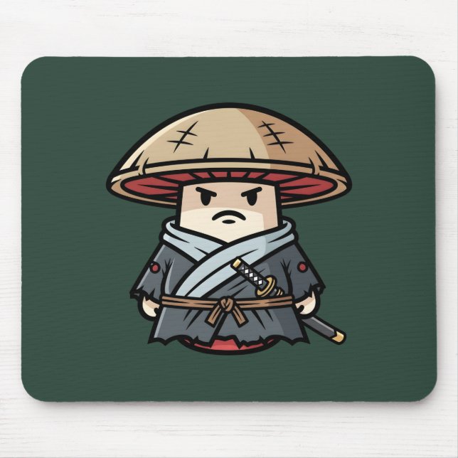 Mousepad Funny Mushroom Ronin Wandering Samurai Illustratio (Frente)