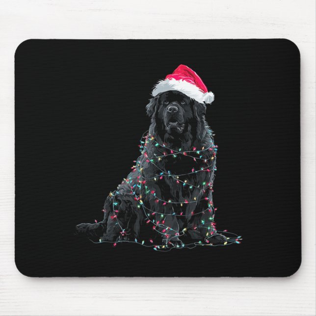 Mousepad Funny Newfoundland Christmas Graphic Dog Lights Lo (Frente)