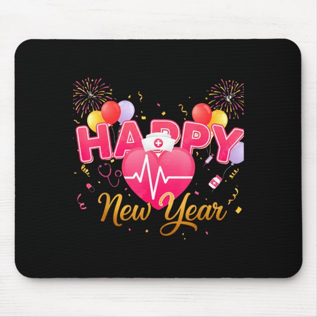 Mousepad Funny Nurse Crew Heartbeat New Years Eve Party 202 (Frente)