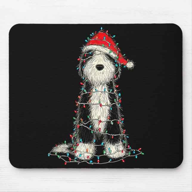 Mousepad Funny Old English Sheepdog Christmas Graphics Dog  (Frente)