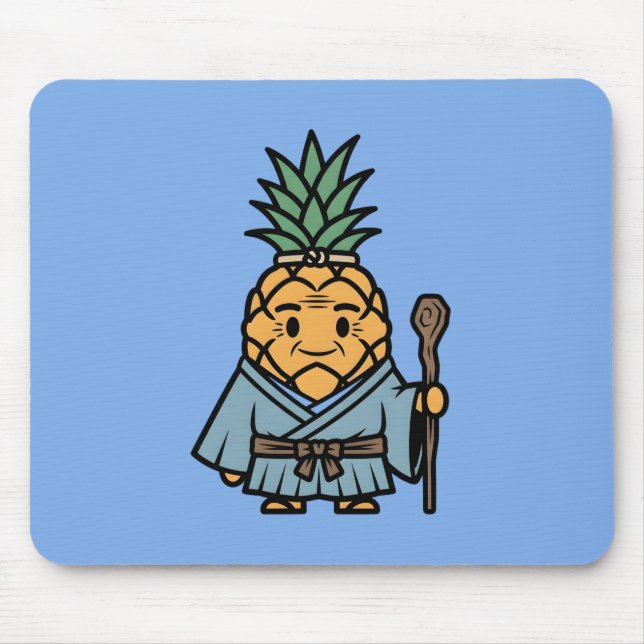 Mousepad Funny Pineapple Sensei Master Samurai Illustration (Frente)
